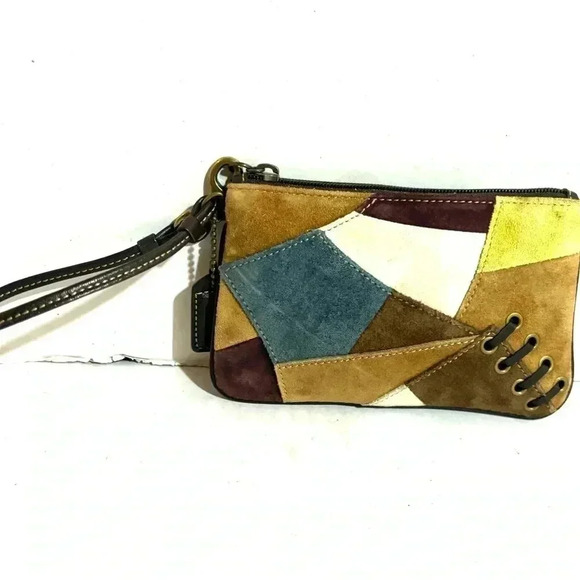 Coach vintage suede/ leather patchwork wristlet wallet - Picture 3 of 5